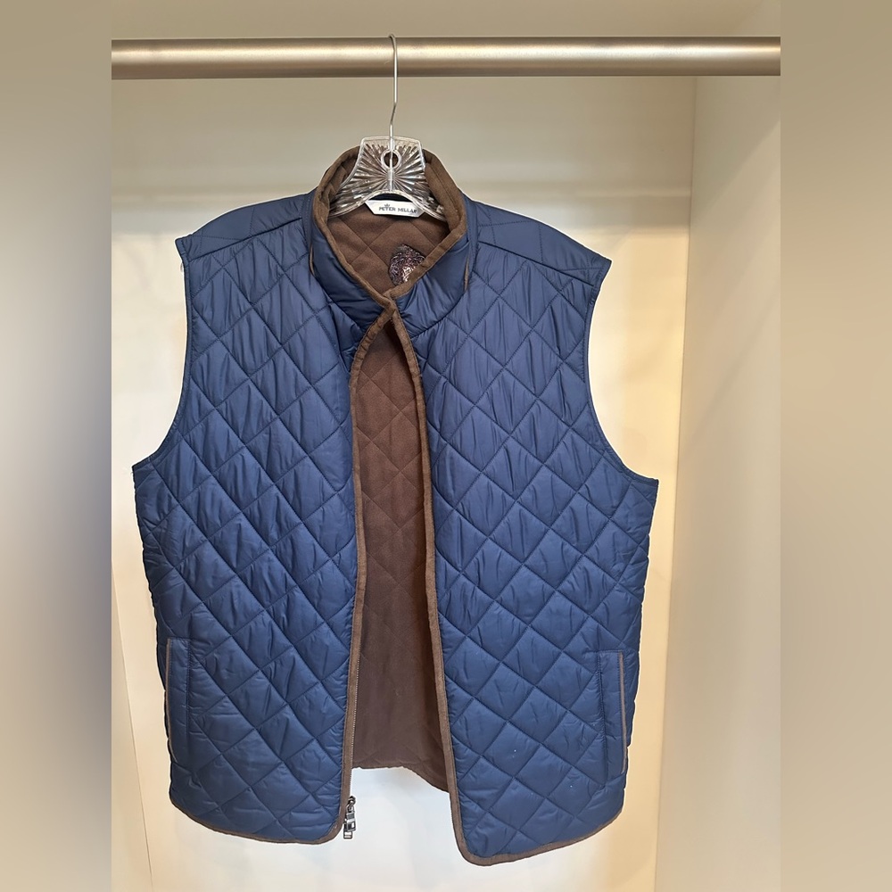 Peter Millar Blue and Brown Quilted Vest